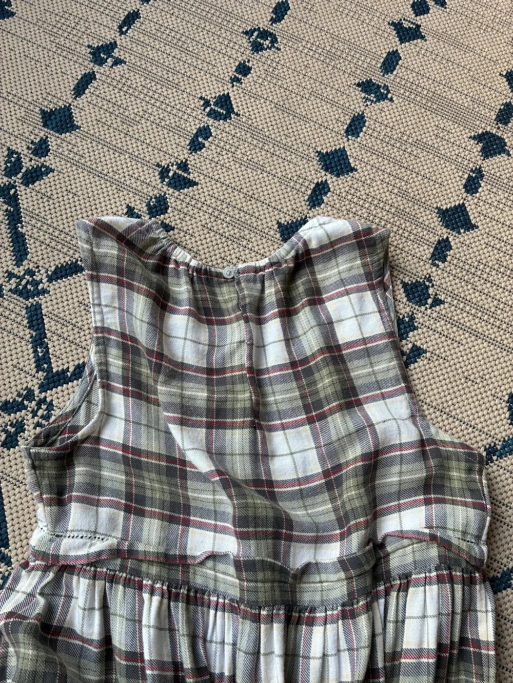 Basin + Range Organic Cotton Plaid Tiered Midi "Ranch" Farmhouse Dress - Picture 5 of 10